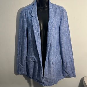 Blue & White linen pinstripe blazer M